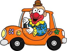 clown driving car